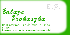 balazs prohaszka business card